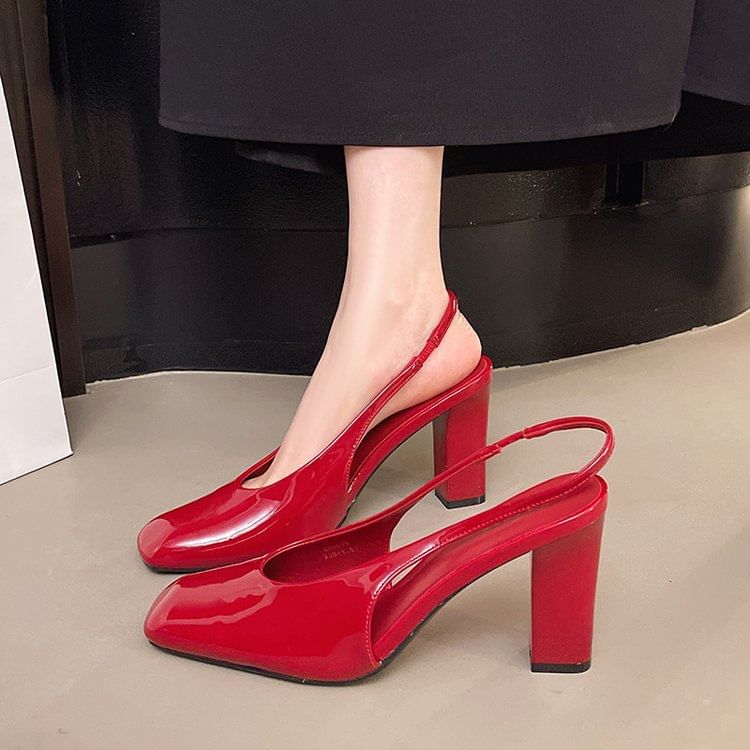 Slingback Chunky Mules Heel