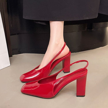 Slingback Chunky Mules Heel