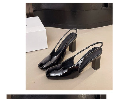 Slingback Chunky Mules Heel