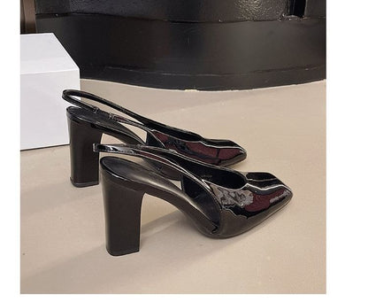 Slingback Chunky Mules Heel