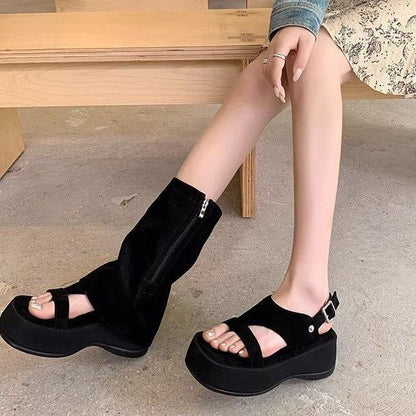 Gladiator Sandals Loop Buckled Platform Toe