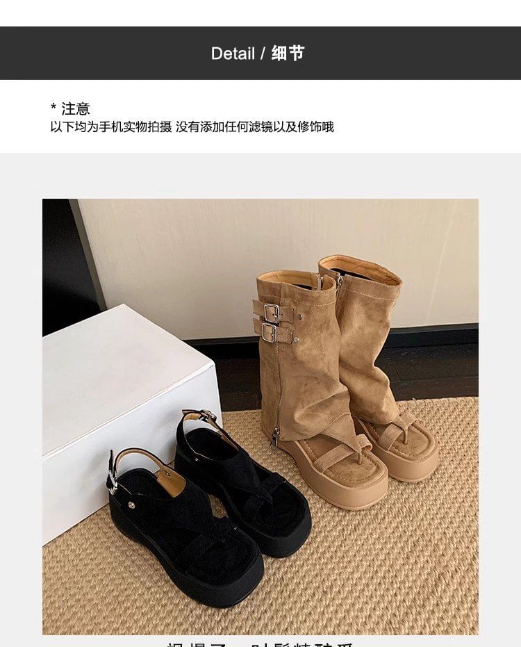 Gladiator Sandals Loop Buckled Platform Toe