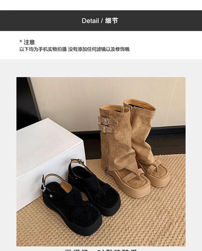 Gladiator Sandals Loop Buckled Platform Toe