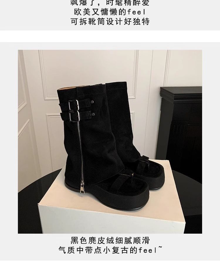 Gladiator Sandals Loop Buckled Platform Toe