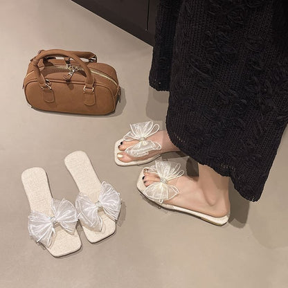 Slide Floral Sandals Square-Toe Mesh