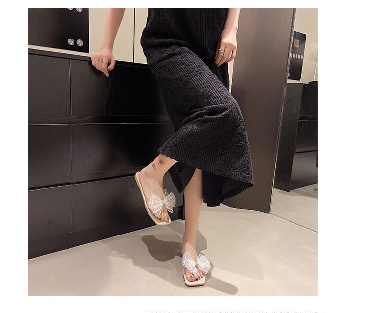 Slide Floral Sandals Square-Toe Mesh