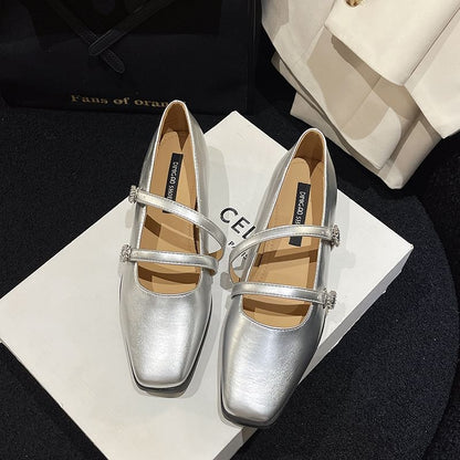 Sandals Heel Square-Toe Strap Double Low