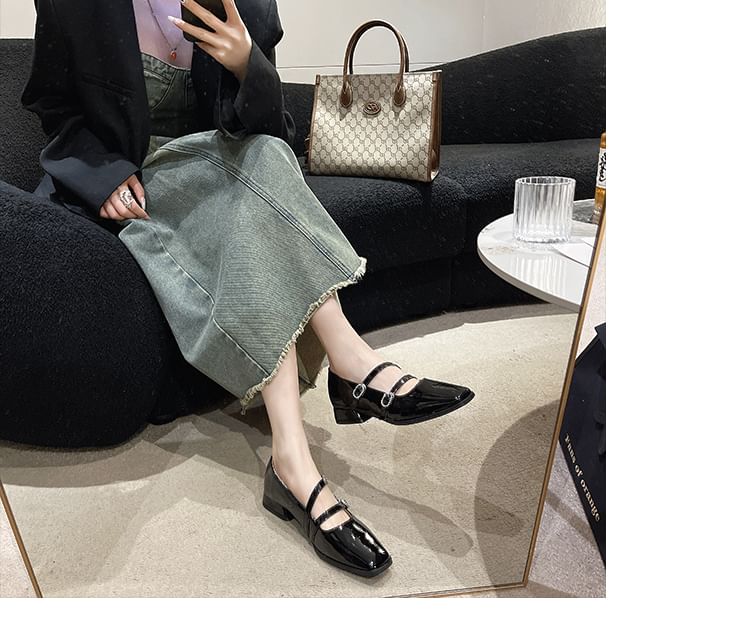 Sandals Heel Square-Toe Strap Double Low