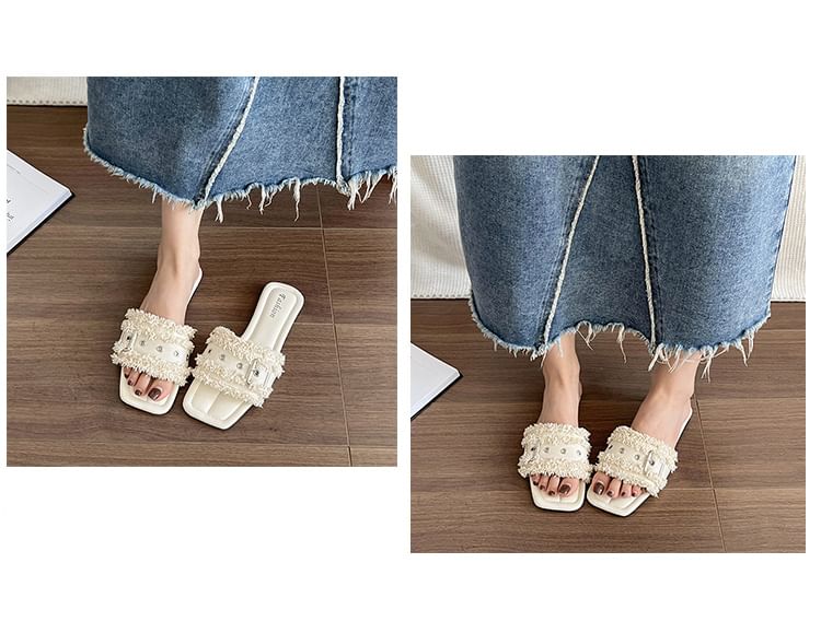 Tasseled Buckled Sandals Square-Toe Slide
