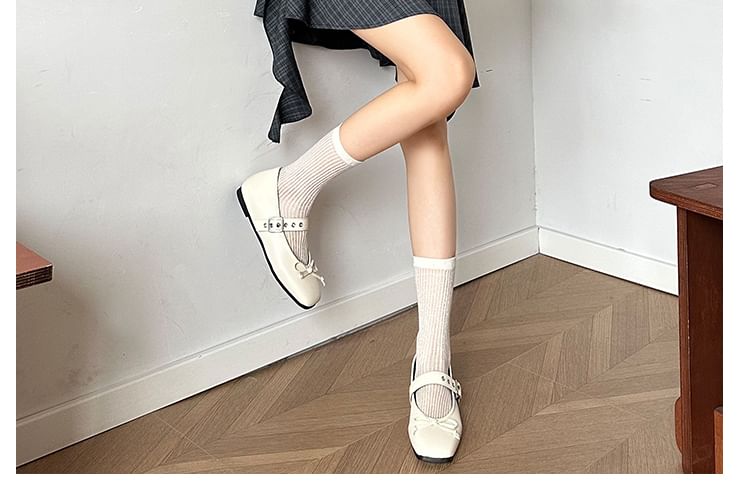 Shoes Mary Jane Bow Square-Toe