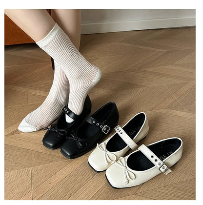 Shoes Mary Jane Bow Square-Toe