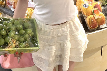 Lace Crop Cartoon Top Cami Print Trim