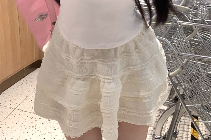 Lace Crop Cartoon Top Cami Print Trim