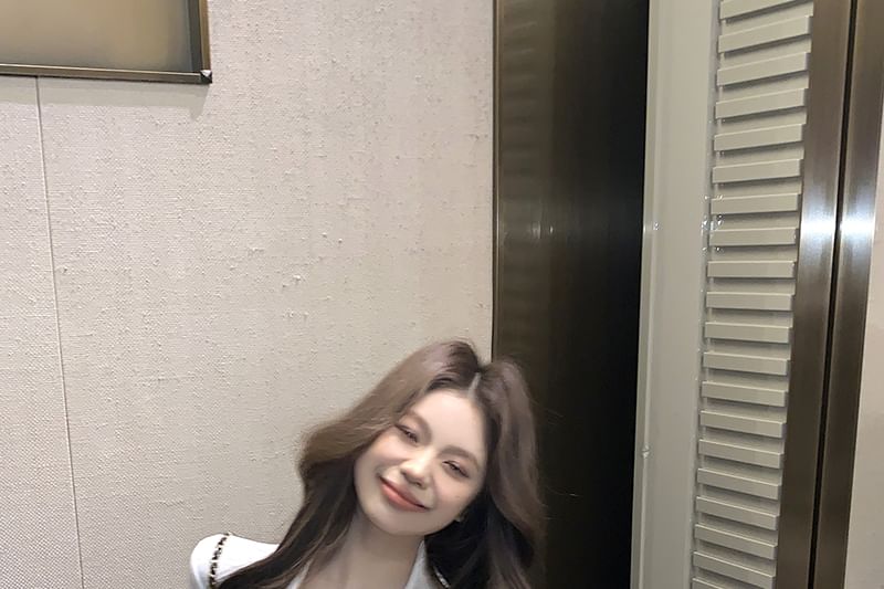 Short-Sleeve Fit Plain Collar Slim Tee