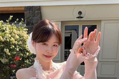 Lace Fit Mock Tee Slim Panel Halter Long-Sleeve Two-Piece