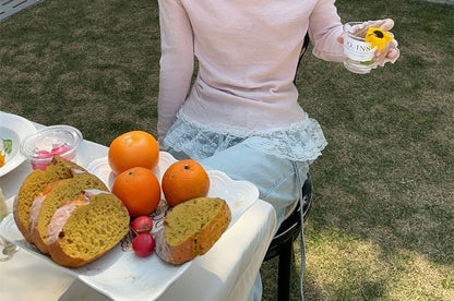 Lace Fit Mock Tee Slim Panel Halter Long-Sleeve Two-Piece