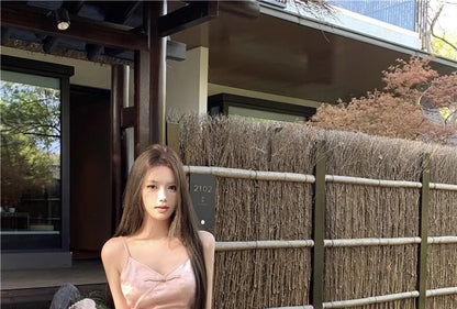 V-Neck Slit Floral Dress Frog Mandarin Sheath Strap Jacquard Print / Spaghetti Jacket Maxi Collar Light Closure