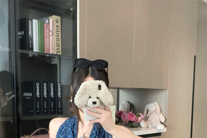 Crop Plaid Open Top Panel Back Neck Cowl Halter