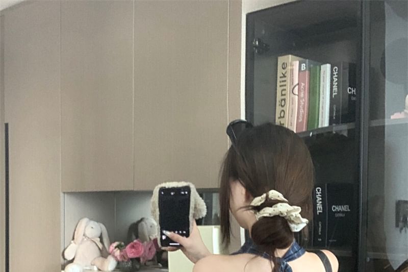 Crop Plaid Open Top Panel Back Neck Cowl Halter