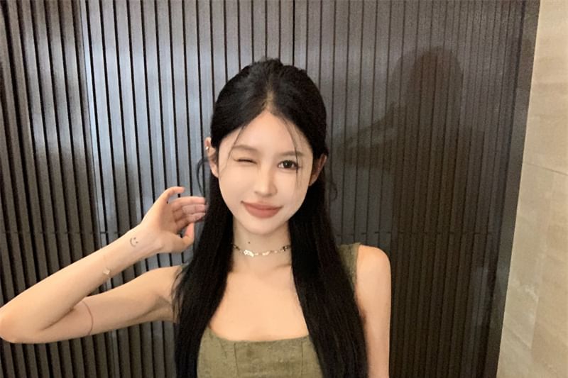 Peplum Tank Jacquard Frayed Top Asymmetrical Scoop Neck