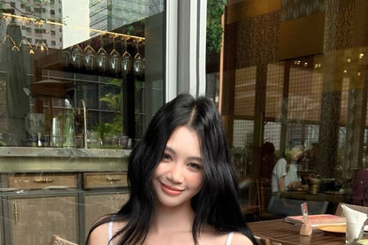 Bow Cardigan + Cami Accent V-Neck Peplum Top Set: Plain Crop