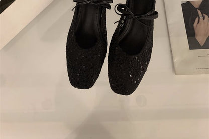 Bow Mary Jane Flat Mesh Shoes