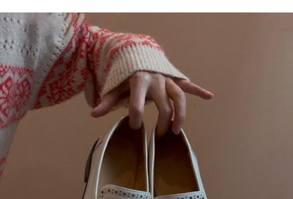 Loafers Chunky Buckled Faux Heel Leather