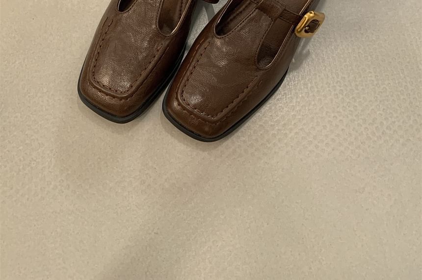 Toe Heel Square Chunky Jane Shoes Mary