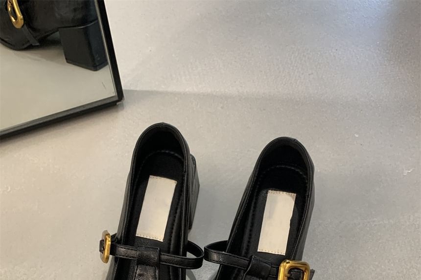 Toe Heel Square Chunky Jane Shoes Mary