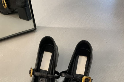 Toe Heel Square Chunky Jane Shoes Mary