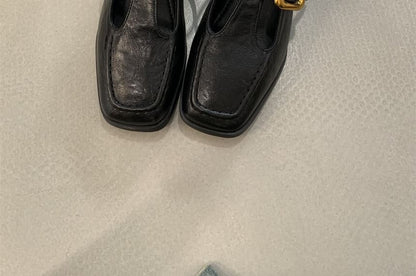 Toe Heel Square Chunky Jane Shoes Mary