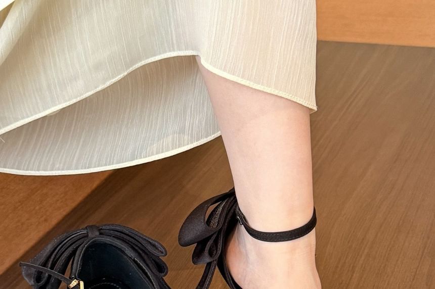 Stiletto Heel Pumps Ankle Bow Strap