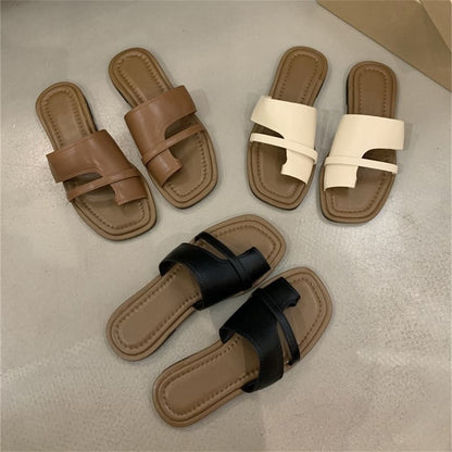 Slide Loop Toe Flat Sandals
