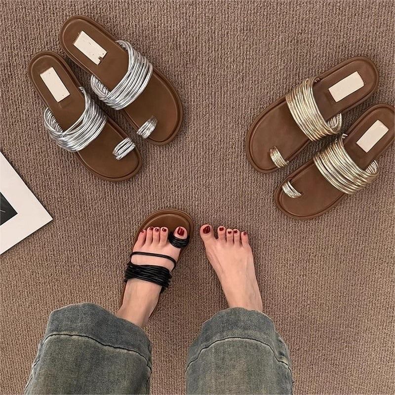 Sandals Flat Slide Toe Loop