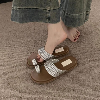 Sandals Flat Slide Toe Loop