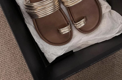 Sandals Flat Slide Toe Loop