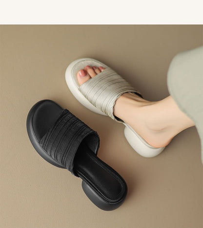 Plain Slide Sandals Platform