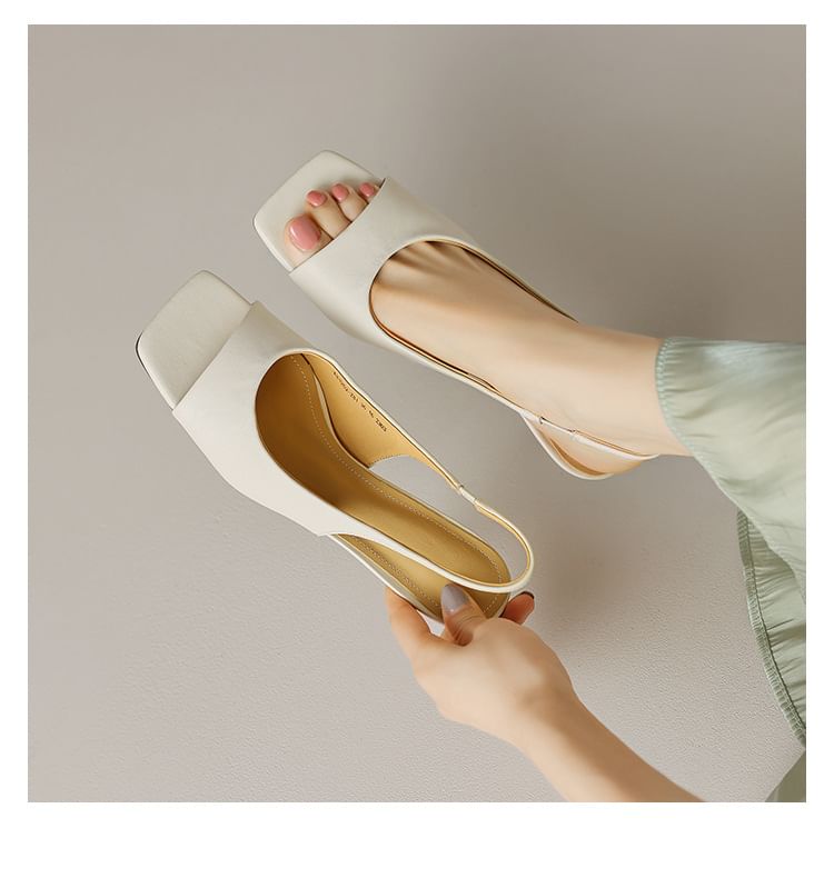 Peep Heel Toe Sandals Slingback Kitten