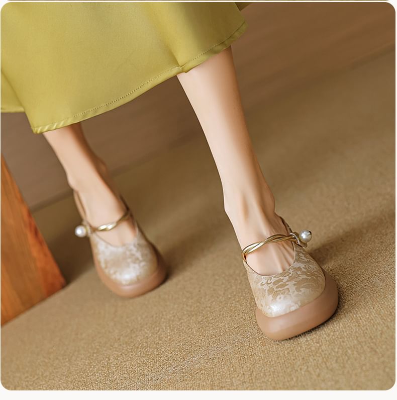 Floral Mules Chunky Platform Mary Jane Heel