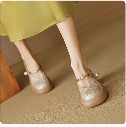 Floral Mules Chunky Platform Mary Jane Heel