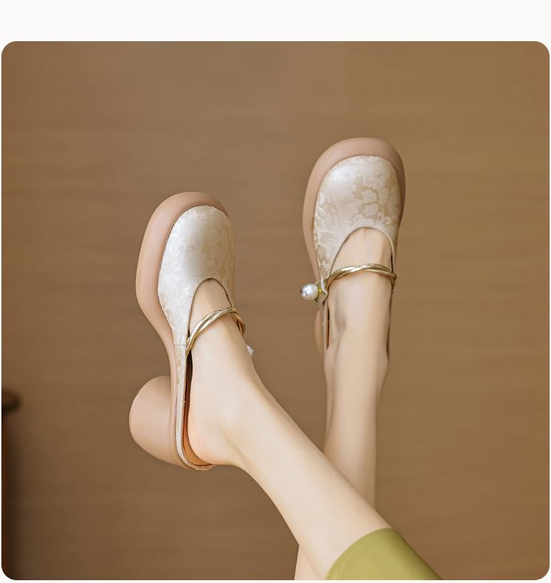 Floral Mules Chunky Platform Mary Jane Heel