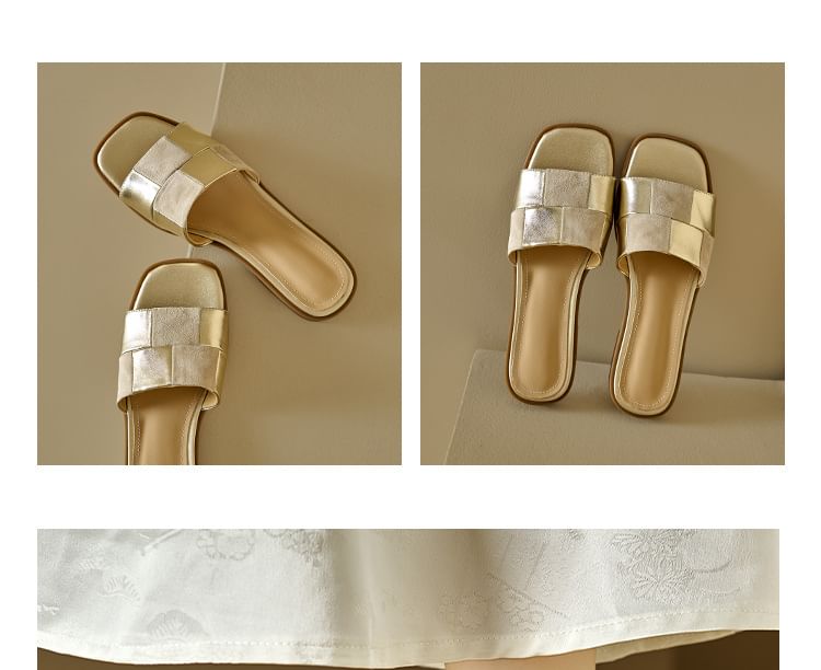 Checkerboard Flat Slide Sandals