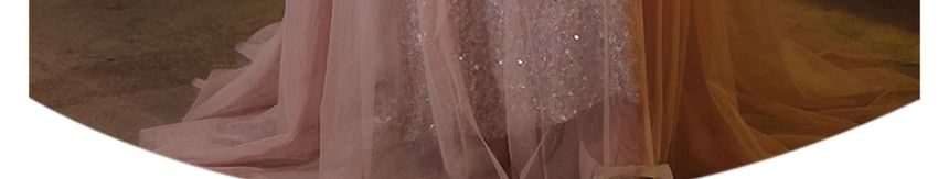 Evening A-Line Gown Strap Wide Glitter Floral