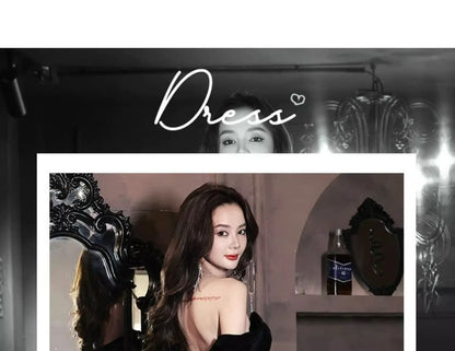 Sequined Panel Tasseled Off-Shoulder Evening A-Line Velvet Gown