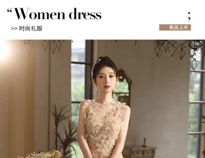 A-Line Gown Evening Wide Strap Floral