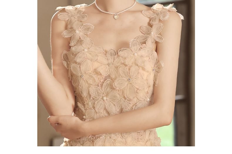 A-Line Gown Evening Wide Strap Floral