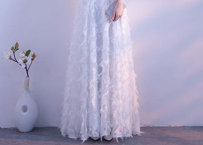 Evening Gown A-Line Halter-Neck Feather