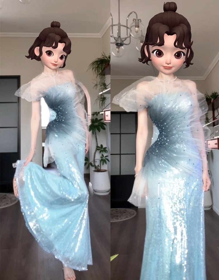 Shoulder One Evening Mermaid Gown Sequined Ombre