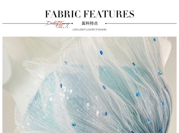 Shoulder One Evening Mermaid Gown Sequined Ombre