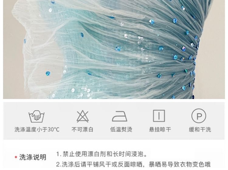 Shoulder One Evening Mermaid Gown Sequined Ombre